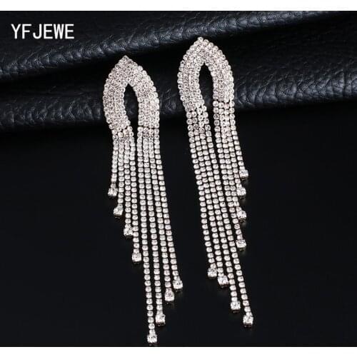 YFJEWE 2019 Fashion Women Long Streamlined Tassel Crystal Earrings Woman Girl Jewelry Pendante Femme #E621
