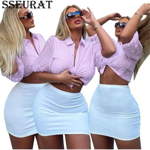 SSEURAT Female Polka Dot Print Short-sleeved Lapel Single Breasted T-shirt Spring and Summer Fashion Temperament Blouse