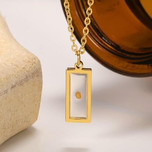 Gold Square Mustard Seed Necklace For Women Geometric Pendant Wedding Jewelry Party Wishes Faith Religious Gift