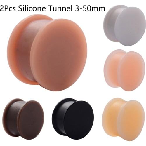 1 Pair 3mm-50mm Silicone Flexible Thick Ear Flared Plugs Solid Flesh Tunnel Big Size Ear Gauge Expander Ear Piercing Jewelry