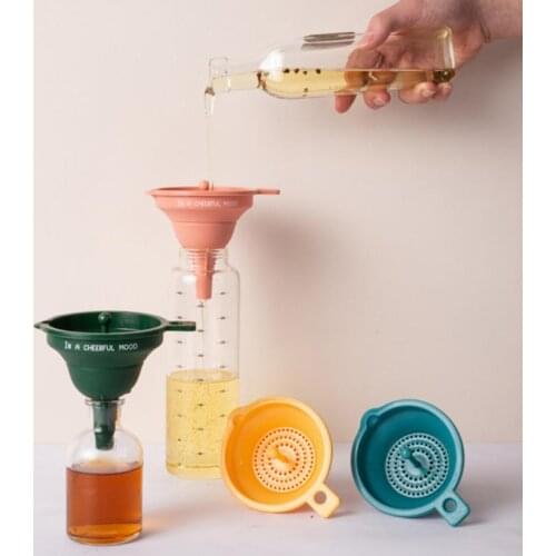 1PCS Creative Multifunctional Silicone Funnel With Filter Portable Funnels Can Be Hung Oil Funnel Kitchen Tool Kitchen Accessory