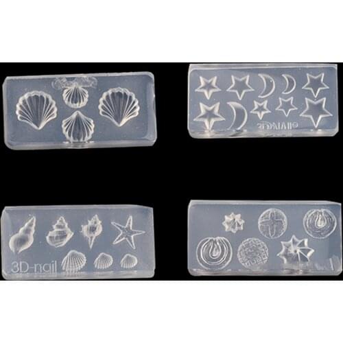 1pcs Jewelry Liquid Silicone Mold 3D Moon Stars Shell Sea Snail Resin Charms Mold For DIY Jewelry Nail Art Mold