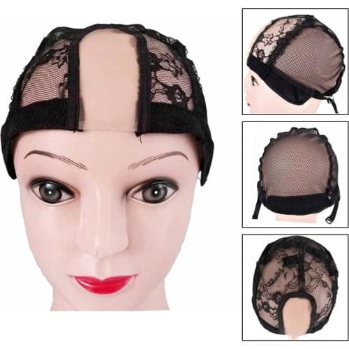 1pcs High Quality U-Part Wig Base Cap with Adjustable Strap For Making Wigs Lace Wig Cap Top Stretch Gluless Weaving Cap
