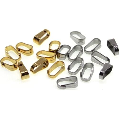 100pcs/lot 2.5x6mm Stainless Steel Gold Plated Pendant Pinch Bail Clasps Necklace Hooks Clips Connector for Jewelry Making