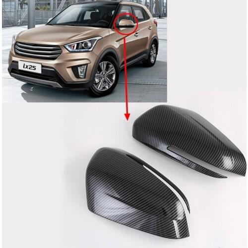 2pcs Carbon Fiber Pattern Car Exterior Mirror Protective Shell Car Exterior Decoration Accessories Suitable for Hyundai Ix25