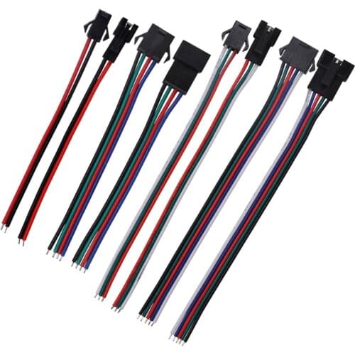 5/10/20/50pairs SM Male & Female JST Connector 2PIN 3PIN 4PIN 5PIN Wire Cable Pigtail Plug Connectors For Led Strip Lamp