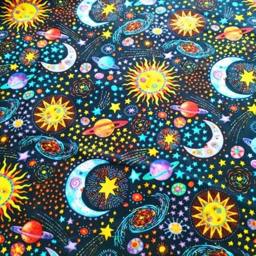 50*110CM Cartoon Satellites 100% Cotton Fabric Sewing Patchwork DIY Handmade Quilting Kids Clothes Home Sheet Printed Fabric