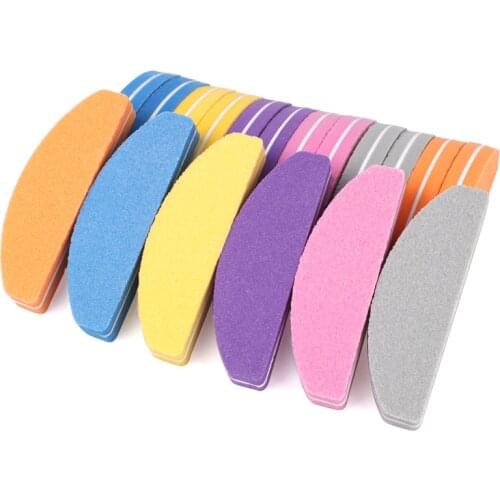 50pcs Mini Sponge Nail File 100/180 Colorful Buffer Block Professional Curved Nail Art Sanding Files UV Polish Manicure Tools
