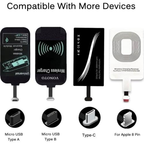 Micro USB Type C Universal Fast Wireless Charger Adapter For Samsung Huawei For IPhone For Android Qi Wireless Charging Receiver