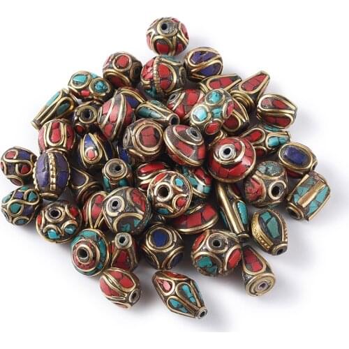 50pcs Retro Prayer Nepal Beads Handmade Red Coral Tibetan Loose Beads Charms For DIY Jewelry Making Necklaces Bracelets