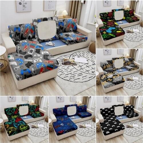 Video Game Sofa Seat Cushion Cover Furniture Protector Gamer Gamepad Elastic Stretch Washable Removable Slipcover Sofa Decor