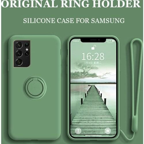 Ring Holder Phone Case For Samsung A71 Cover For Samsung Galaxy A52 A71 A72 A32 S20 FE A50 A70 Note 20 S21 Liquid Silicon Cases
