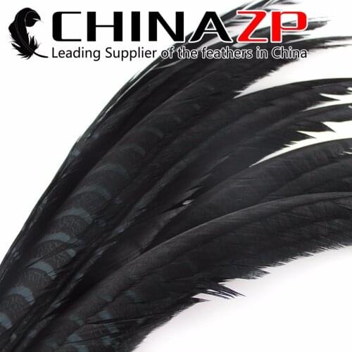 CHINAZP Feathers 50 Pieces 32~36inch(80~90cm) Long Black Zebra Lady Amherst Pheasant Tail Feathers For Girl Carnival Costume