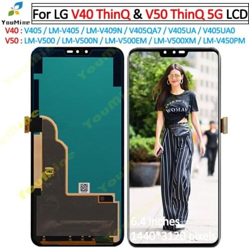 For LG V40 LCD Display Touch Screen Digitizer V405 Assembly Replacement For LG V50 ThinQ 5G LCD LM-V500