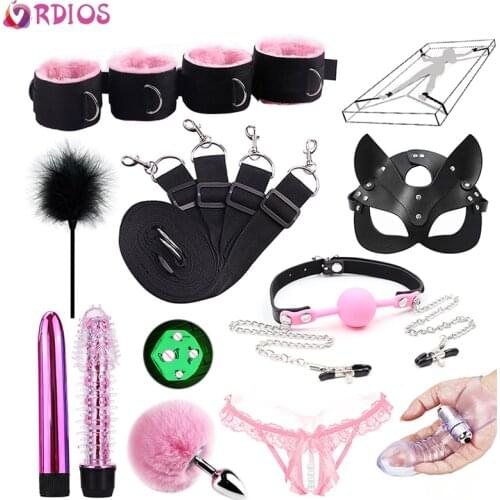 VRDIOS BDSM Bondage Handcuffs Ankle Cuffs Under Bed Bondage Set Fetish Slave Adult Erotic Sex Toys For Woman Couples Games