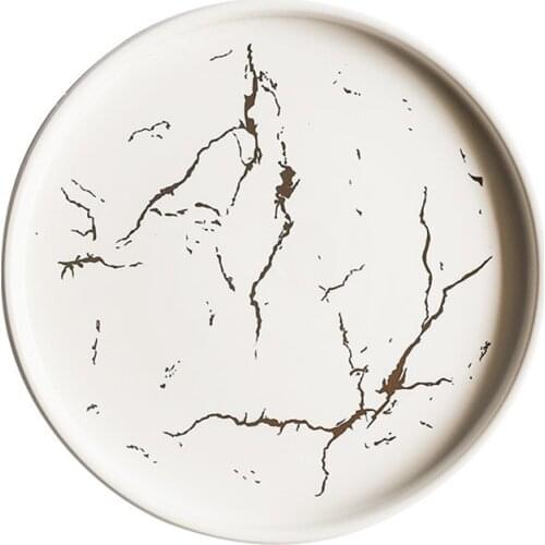 8-inch Porcelain Dinner Plates Elegant Marble Pattern Round Serving Plate for Pasta Snack Dessert and Salad White Black