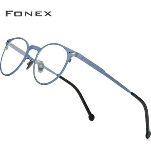 FONEX Pure Titanium Glasses Frame Men Retro Round Prescription Eyeglasses Frame Optical Myopia Eyewear Eye Glass for Women 8510