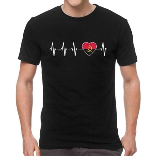 Angolan Heartbeat I Love Angola Country Flag Heart Family Tshirts Men Leisure Tees Top Cotton T Shirt Short Sleeve Pride T-shirt