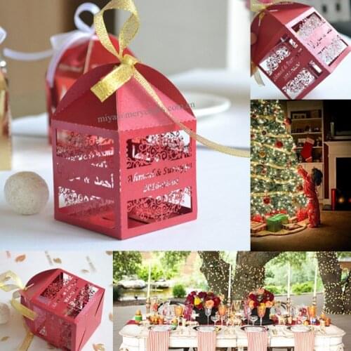 Personalised red wedding party favor boxes 100pcs