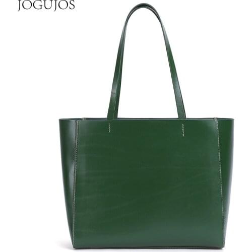 JOGUJOS Genuine Leather Womens Fashion Tote Bag High Quality Designer Luxury Large Capacity Handbag Female Shoulder Messenger