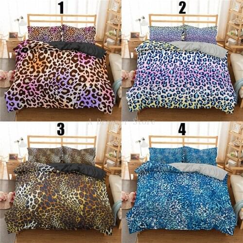 Gradient Leopard Print Bedding Set 3D Duvet Covers Single Double King Queen Size Custom Duvet Cover Sets Linen Clothes