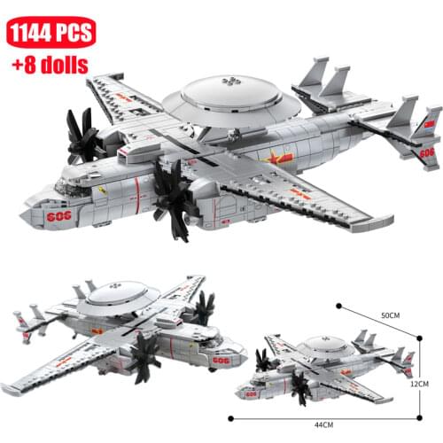 Creator Military Technology AWACS Fighter Aircraft Model Building Blocks War Bricks Educational Toys For Children Birthday Gifts