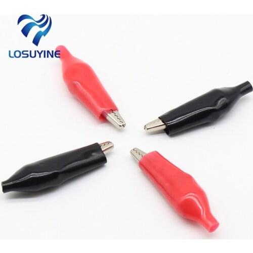 20pcs/lot 45MM Metal Alligator Clip G98 Crocodile Electrical Clamp for Testing Probe Meter Black and Red with Plastic Boot
