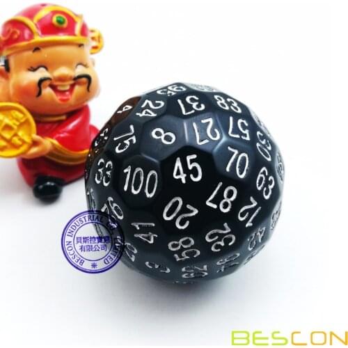 Bescon Polyhedral Dice 100 Sides Dice, D100 die, 100 Sided Cube, D100 Game Dice, 100-Sided Cube of Black Color