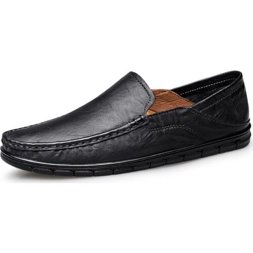 High Quality Flats Genuine Leather Mens Casual Shoes 2021 Business Summer Men Shoes Handmade Natural Leather Luxury Men Loafers