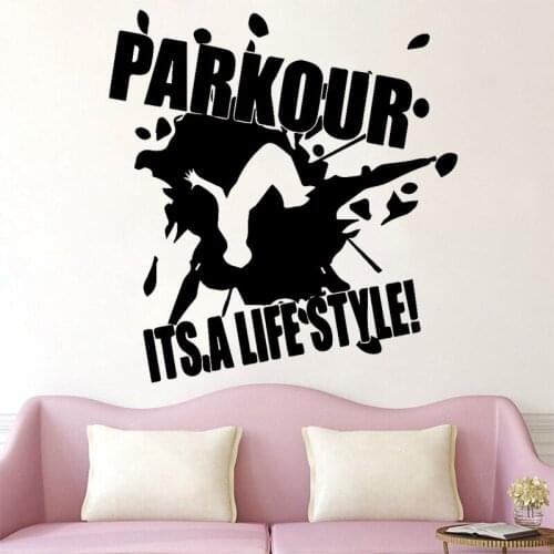 Parkour Wall Sticker Extreme Sports Decal Boys Bedroom Decor Living Room Decoration Removable Art Mural Tumbling Life Style