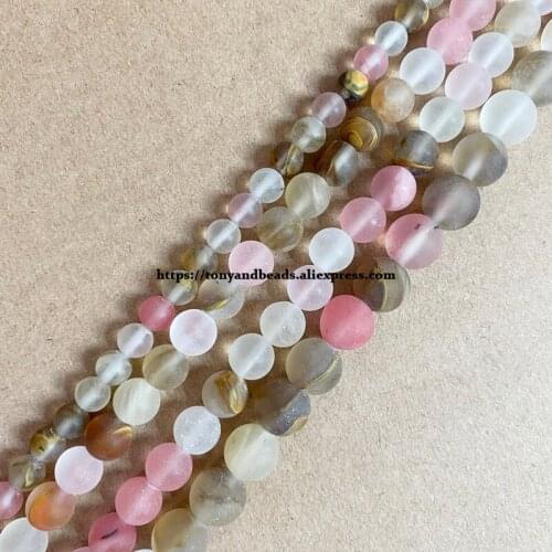 Natural Stone Matte Volcano Cherry Quartz Round Loose Beads 15" Strand 4 6 8 10 12MM Pick Size For Jewelry Making DIY