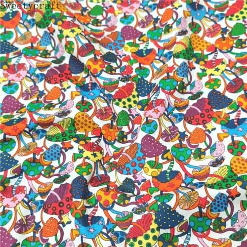 Mushroom Printed New 2021 Hot Cotton Fabric DIY Sewing For Baby Patchwork Quilting Handmade Bedding Blanket Sheets Tilda Tissus