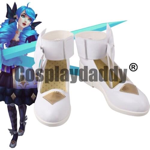 LOL The Hallowed Seamstress Original Gwen Cosplay White Ankle Strap Bowknot Wedge Shoes S008