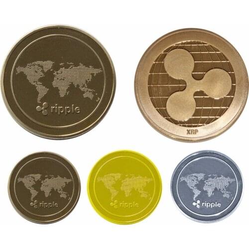 1PC Ripple Coin Commemorative Round XRP Ripple Crypto Currency Plated Coin Collectible BitCoin Art Collection Gif 3 Colors