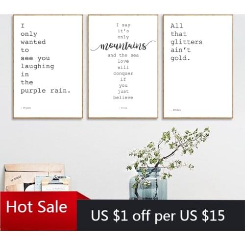 Prince Rogers Nelson Purple Rain Lyrics Posters Print Gold & Mountains Song Lyrics Wall Art Canvas Painting Fan Gift Home Decor