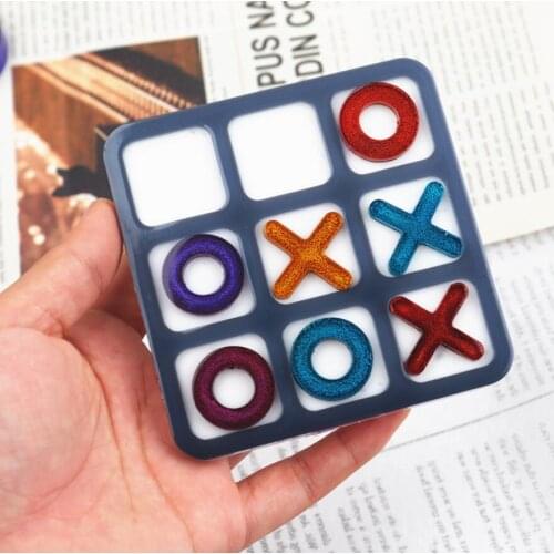 Tic Tac Toe OX Chess Game Mirror Silicone Casting Mold For DIY Resin Uv Epoxy Jewelry Tools Craft Handmade Making Small Size