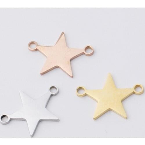 Fnixtar 20Pcs 20*15mm Star Charms Mirror Polish Stainless Steel Charms For DIY Making Necklace Keychain Womens Trend Jewelry