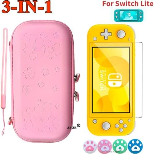 3 in 1 Portable Travel Hard Case For Nintendo Switch / Lite Game Console Waterproof Protection Pouch Pink Carrying Bag For NS