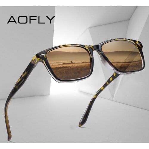 AOFLY Square Polarized Sunglasses For Men Ultralight Acetate Flexible Frame UV400 Anti-glare Sun Glasses Women Male Fashion 2021