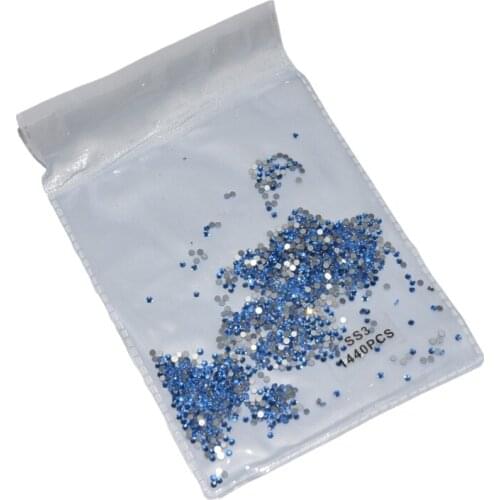 SS3-SS20 Non Hotfix Light Sapphire Strass Crystal Glue on Blue Nail Art Rhinestones Embroidery Mobile Decoration