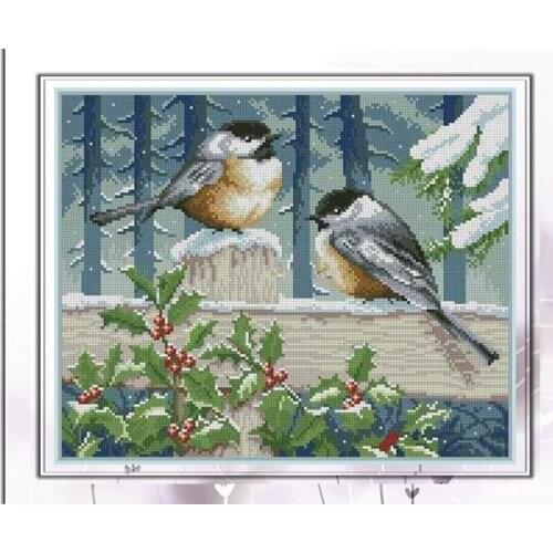 Custommized Embroidery Winter Window Bird Cross Stitch Supplies Hobby Lobby with 100% Cotton Floss &Free Shipping for Home Decor