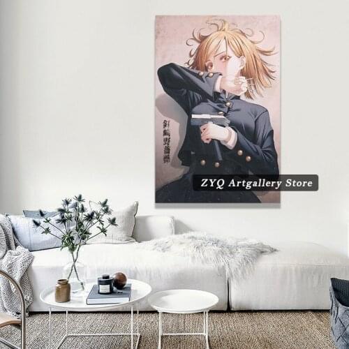 Jujutsu Kaisen Kugisaki Nobara, an Anime Girl Who Can Hammer A Nail Into A Scarecrow Poster Decorative Painting Canvas Wall Art