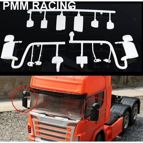 1 Pair Plastic Rearview Mirror White For 1/14 Tamiya RC Truck car SCANIA R730 R470 R620 Upgrade parts