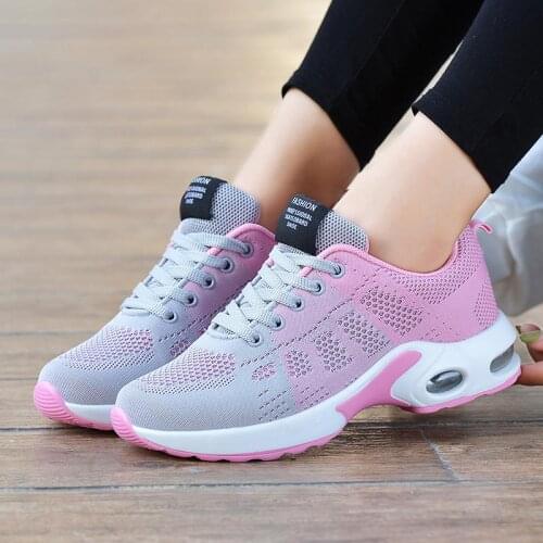 Plus Size Summer Air Cushion Running Shoes Woman Sneakers for Women Basket Sport Femme Sports Shoes for Ladies Gray Pink A-510