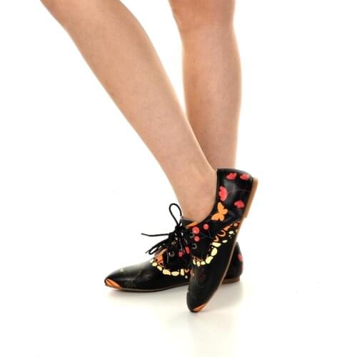 Printed Oxford Womens Shoes With Bird Pattern