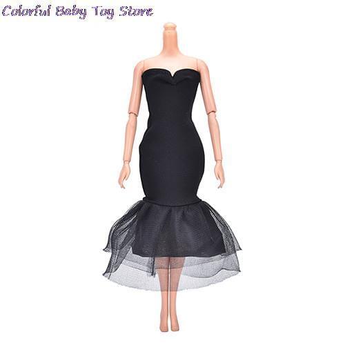 1pc Fashion Elegant Black Doll Mermaid Dresses For Dolls Summer Strapless Party Dress