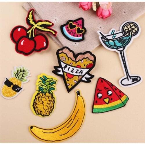 10PCS Embroidered Watermelon Pineapple Pizza Patches for Clothing Applique for Jeans DIY Accessories Cute Iron on Patches