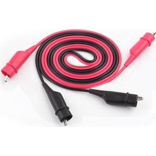 2 pcs Alligator clips testing wire double ended croodile clips with insulated jack black and red clamp alligator testing clips