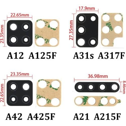 20PCS For Samsung A12 A21 A31S A42 Rear Back Camera Glass Lens With Glue Adhesive Sticker Replacement Parts