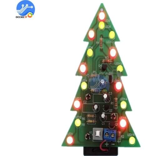 3D Christmas Tree LED DIY Kit Red/Green/Yellow RGB LED Flash Circuit Electronic for Smart Home Christmas Creative Decor